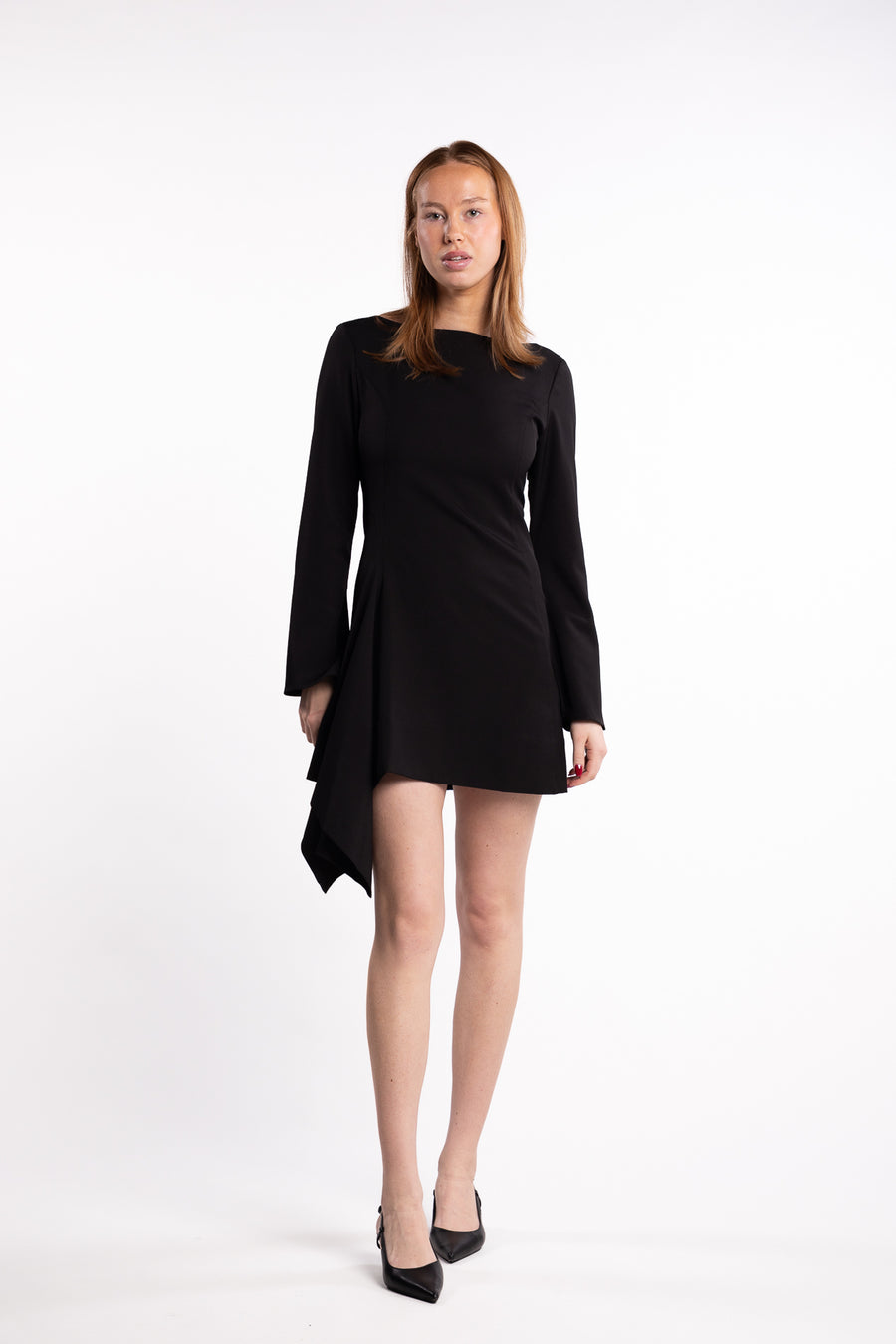 Beau Pleat Short Dress - Black