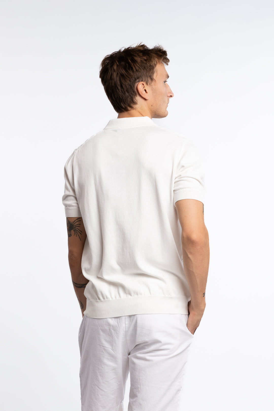 Mirza Cableknit Polo T-Shirt White