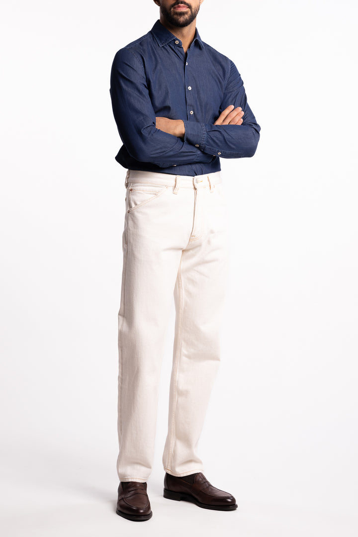 Cotton Chambray Shirt Dark Blue Denim