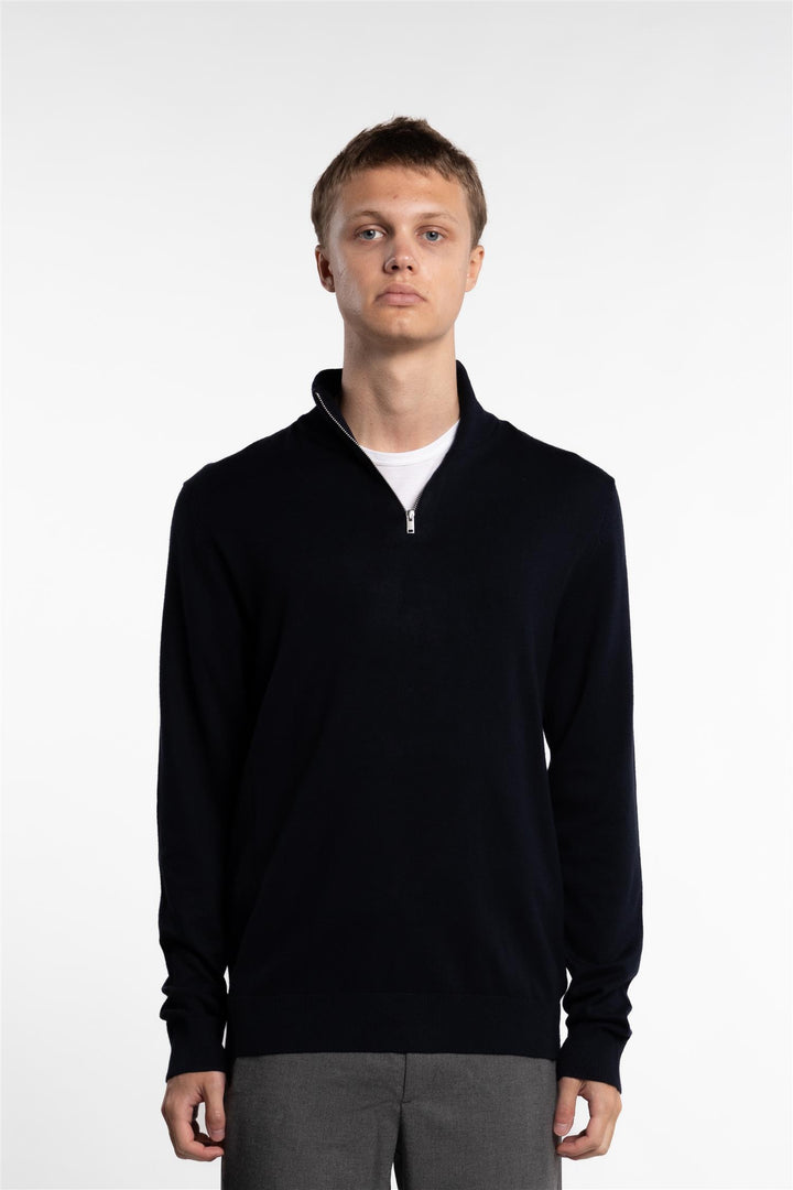 Half Zip Mélange Knit Navy