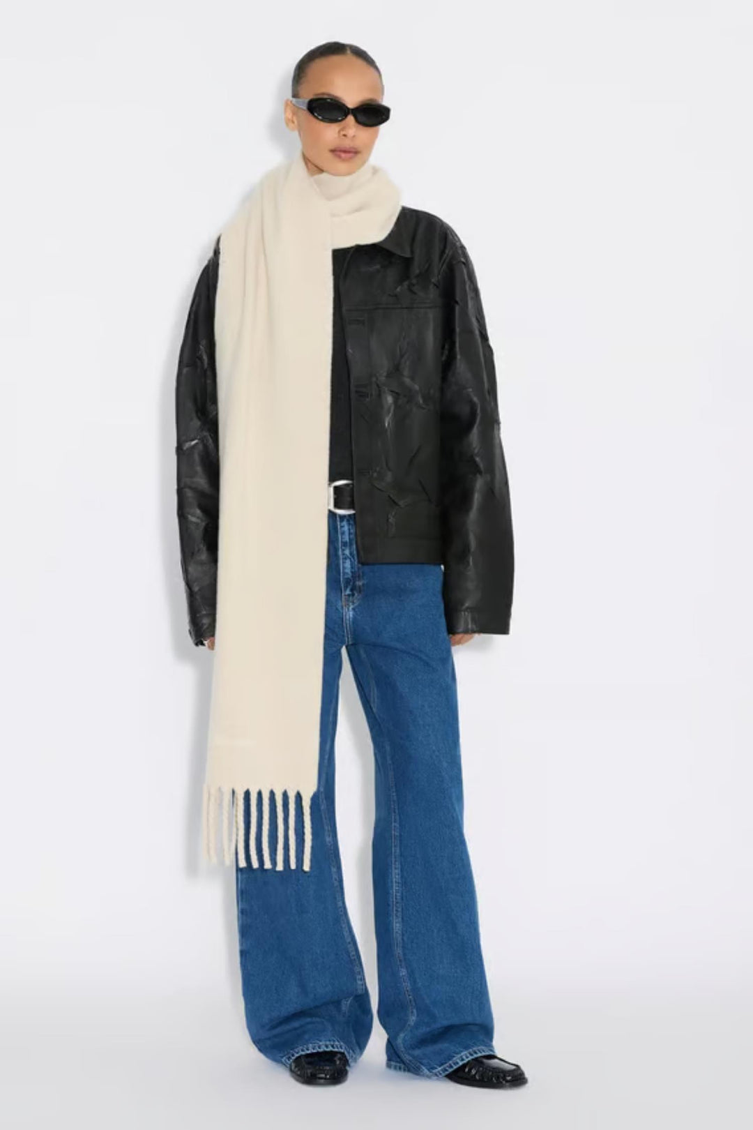 Idro Lambswool Tassel Scarf- Ecru