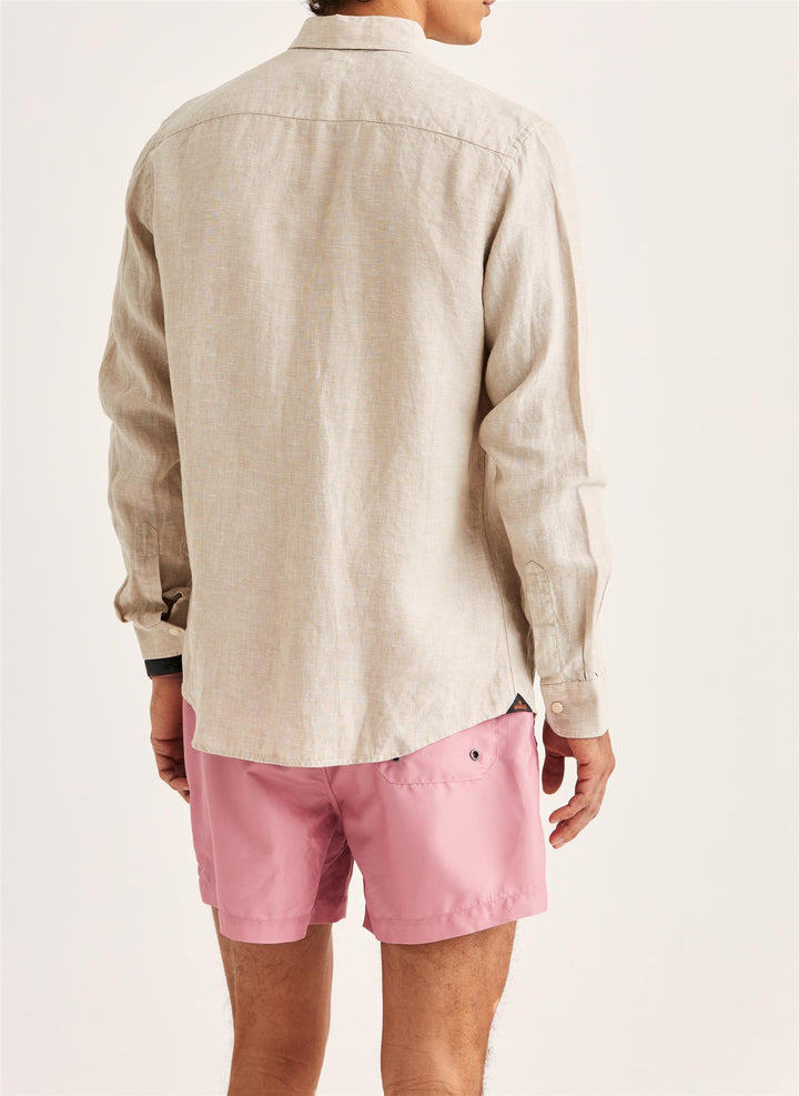 Douglas Linen Shirt Classic Fit Khaki