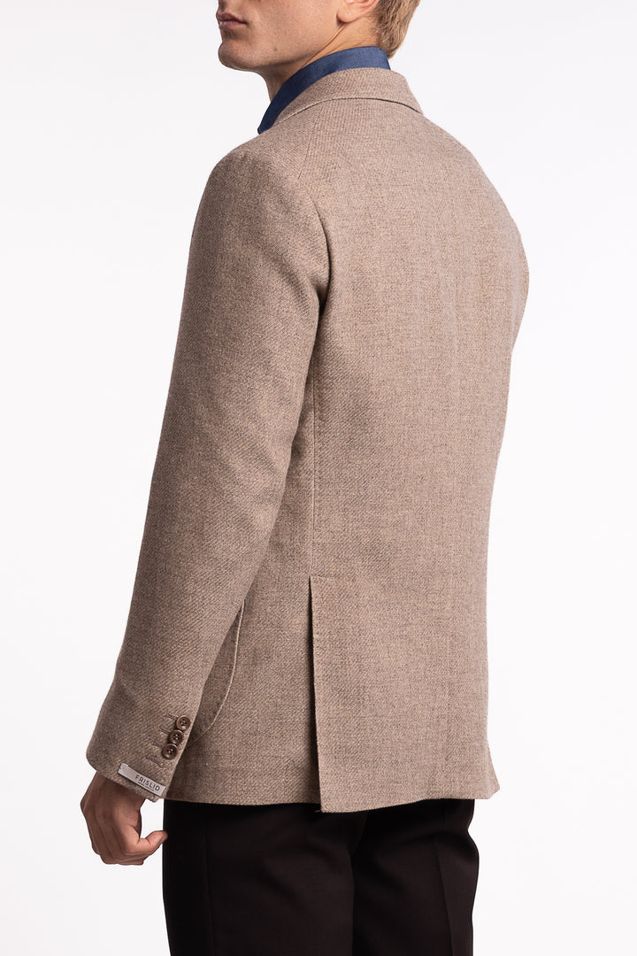 Savino Slim Fit Cotton/Wool Blazer Beige