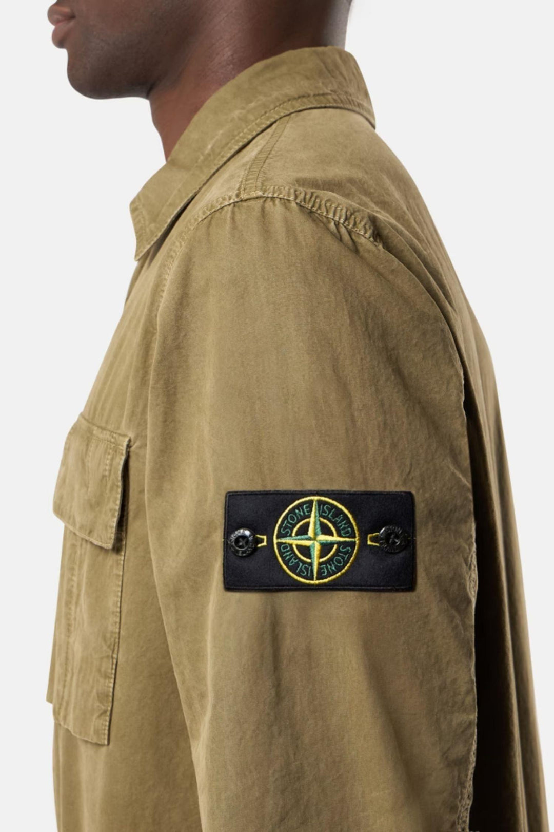 1200008 Regular-fit zip-up Overshirt With Pocket Military Green 'Old' Effect