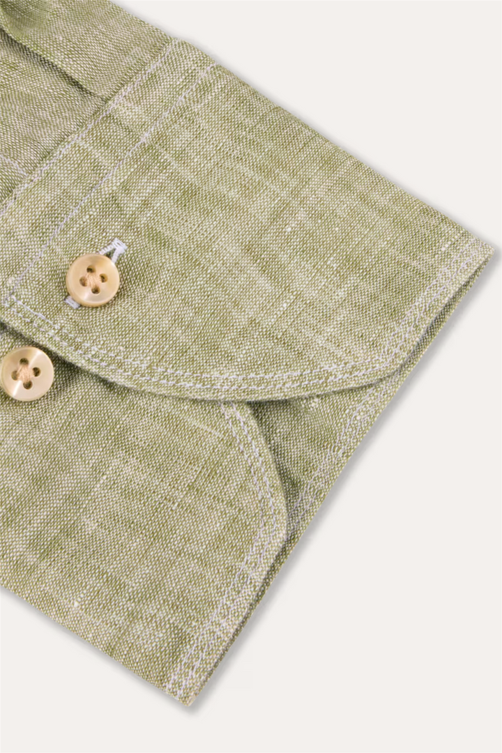 Slimline Linen Shirt Green
