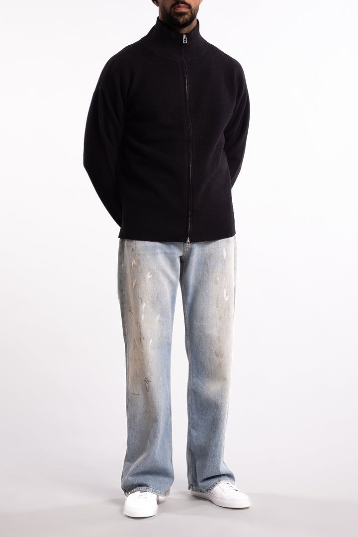 Buzz Boiled Merino Zip-Sweater Black