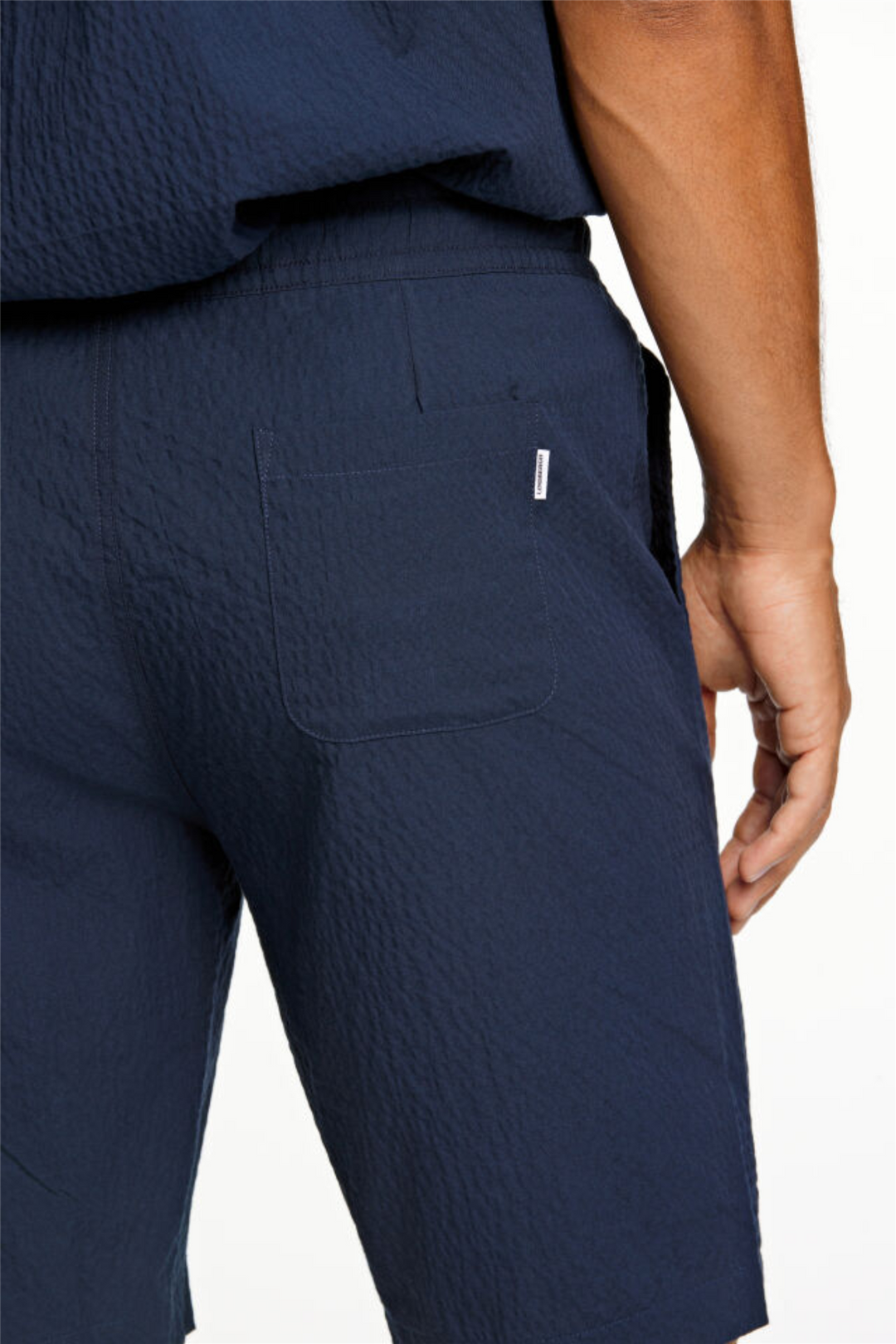 Seersucker Shorts Elasticated Navy
