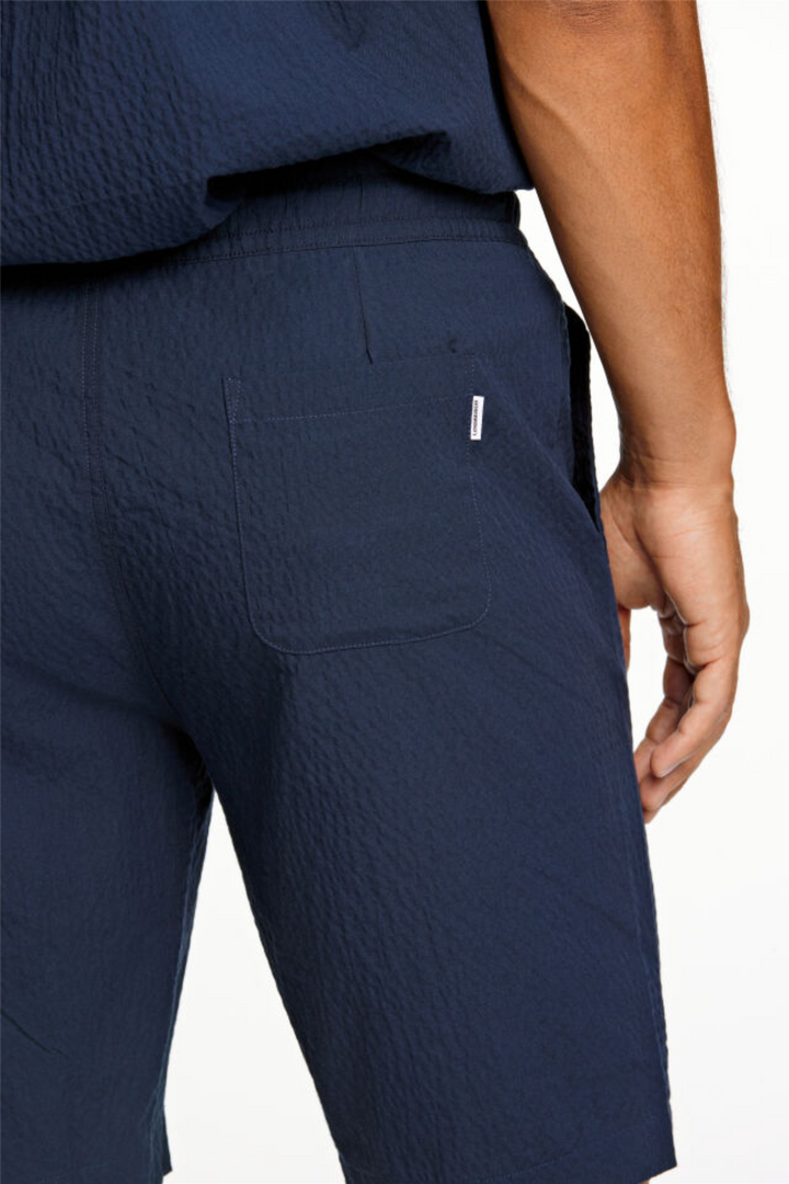 Seersucker Shorts Elasticated Navy