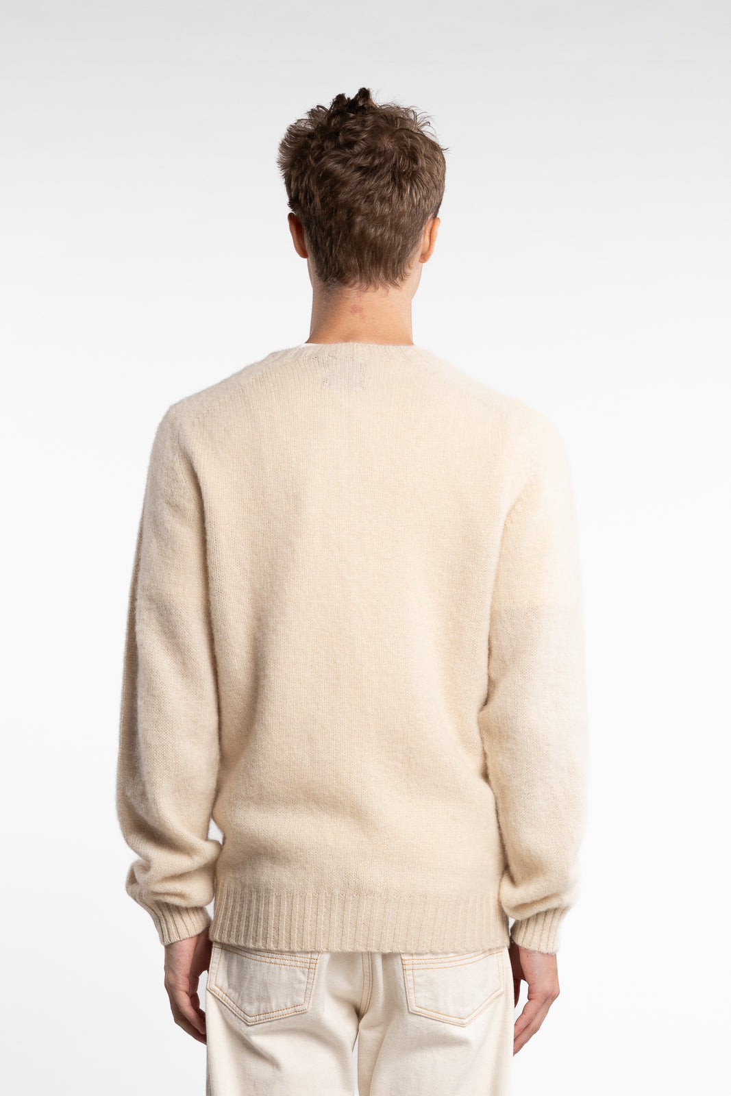 Brushed Shetland Crew Neck Jumper Cream