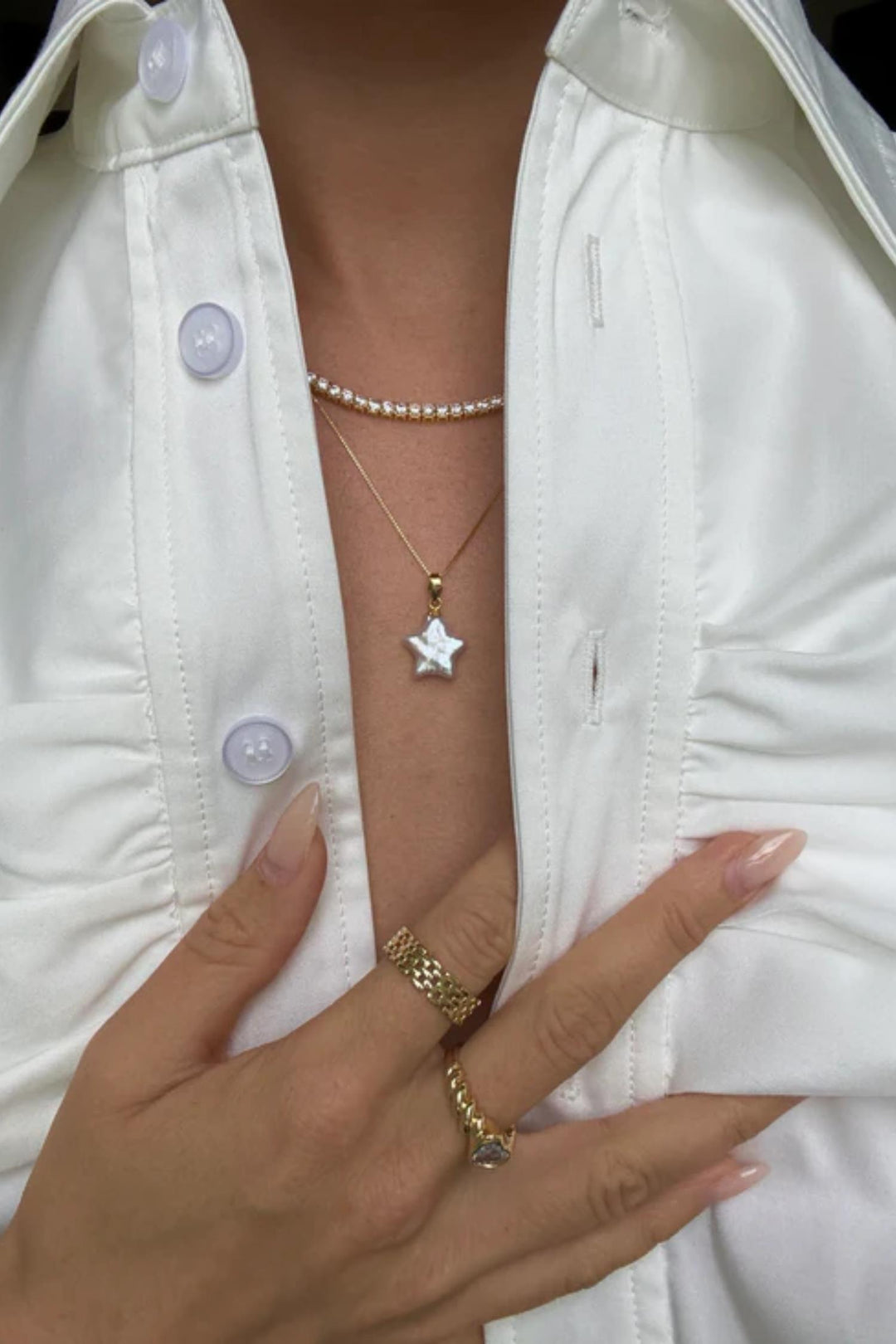 Pearl Star Necklace - Gold