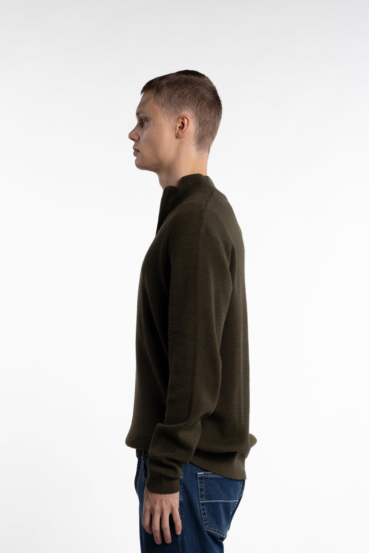 Oscar Half-Zip Knit Army Melange