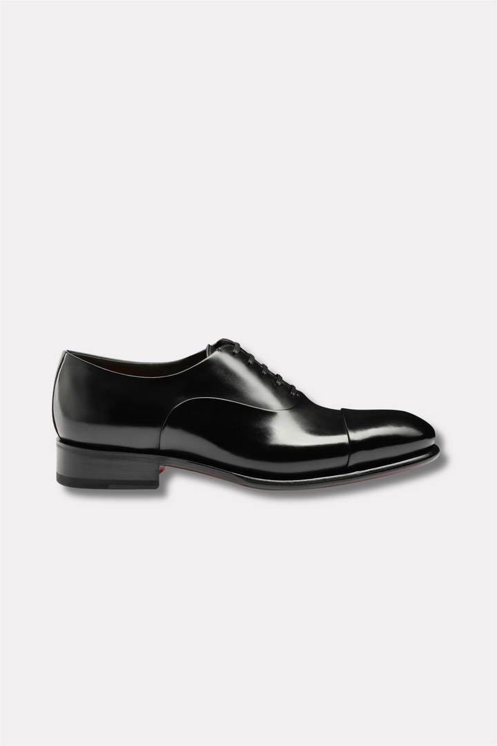 Isaac Polished Black Leather Oxford Shoe
