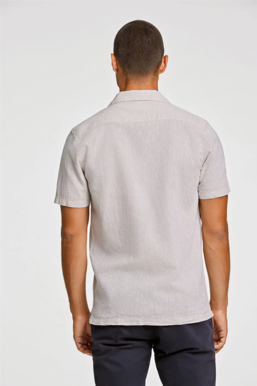 Casual Linen Blend Resort S/S Light Stone
