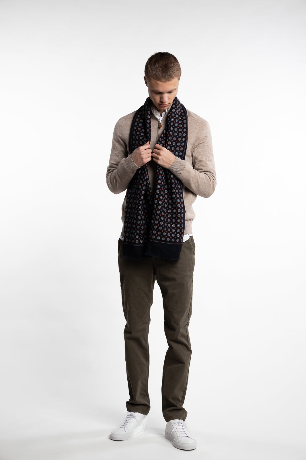 Mixed Wool Scarf Navy