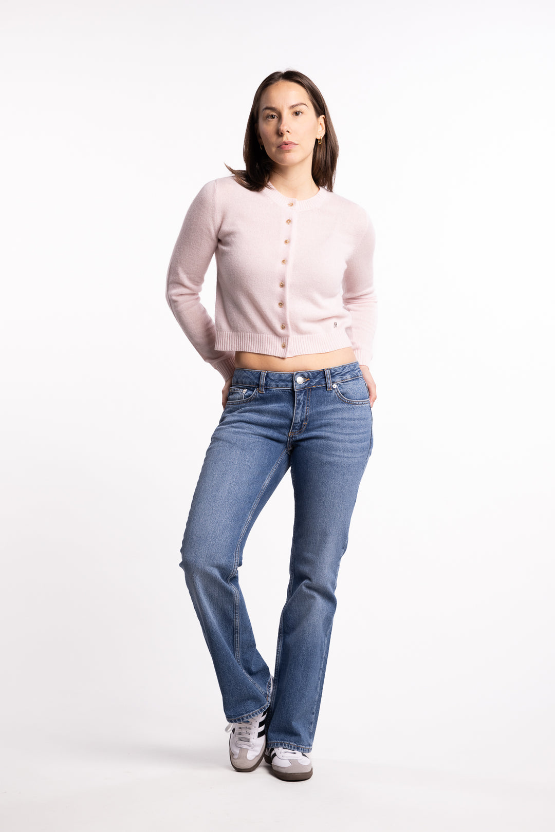 Slim Cashmere Cardigan- Lt. Pink