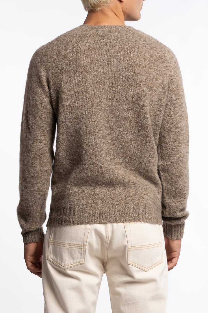 Brushed Shetland Crew Neck Jumper Pebble Grey