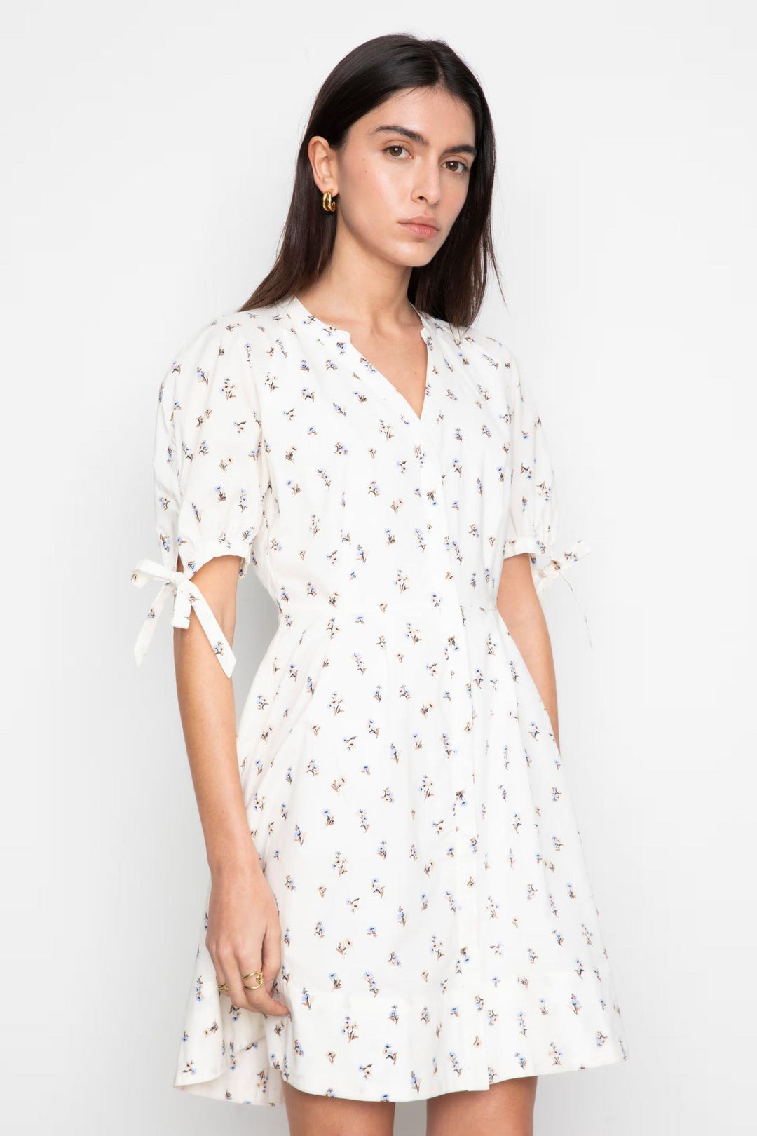 Lia Dress - White Anemone Print