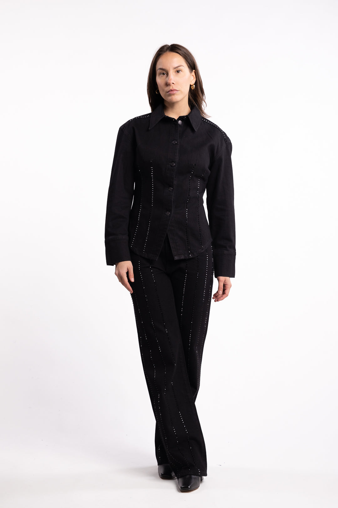 Eloise Embellished Shirt - Black