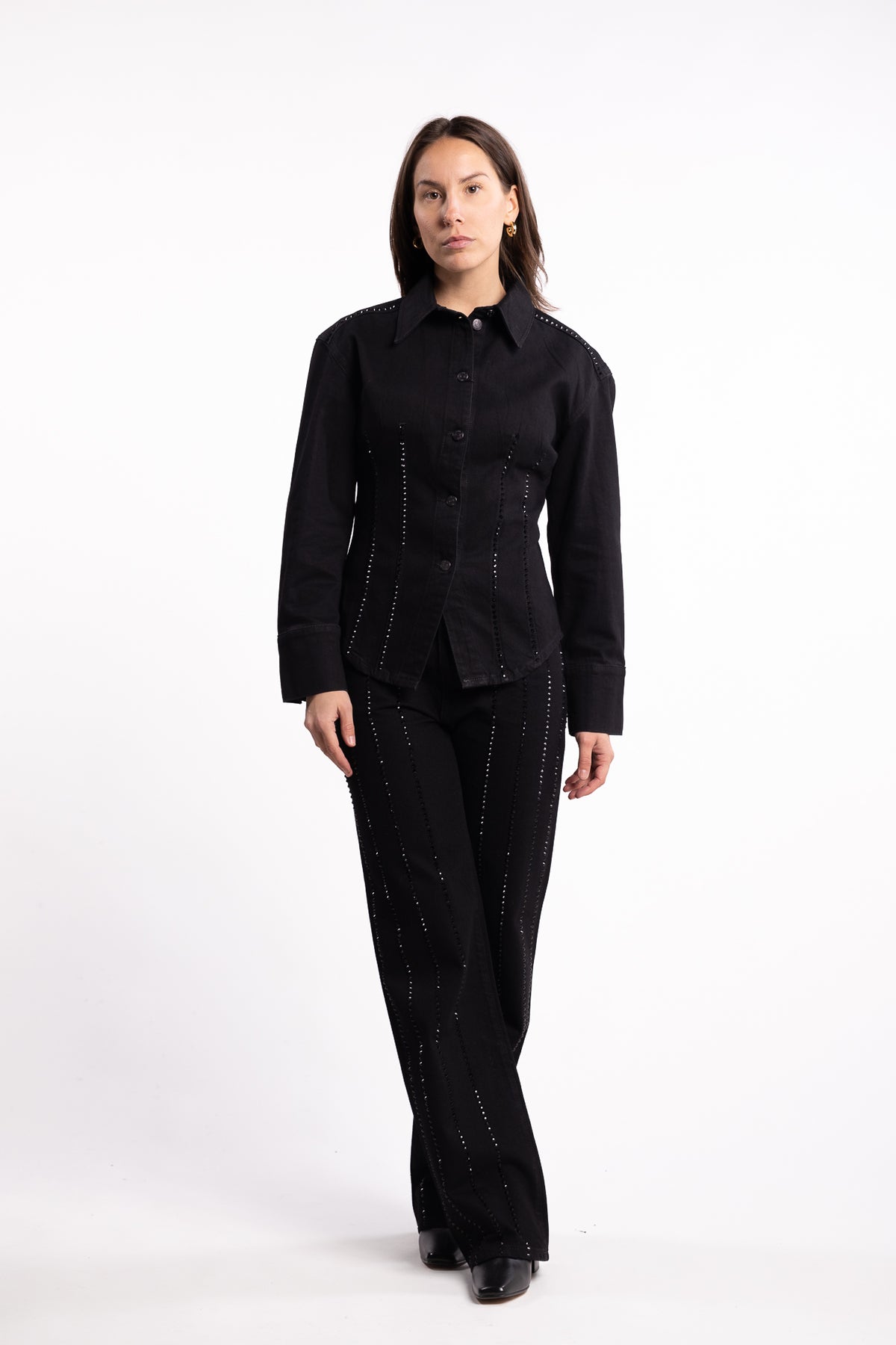 Eloise Embellished Shirt - Black