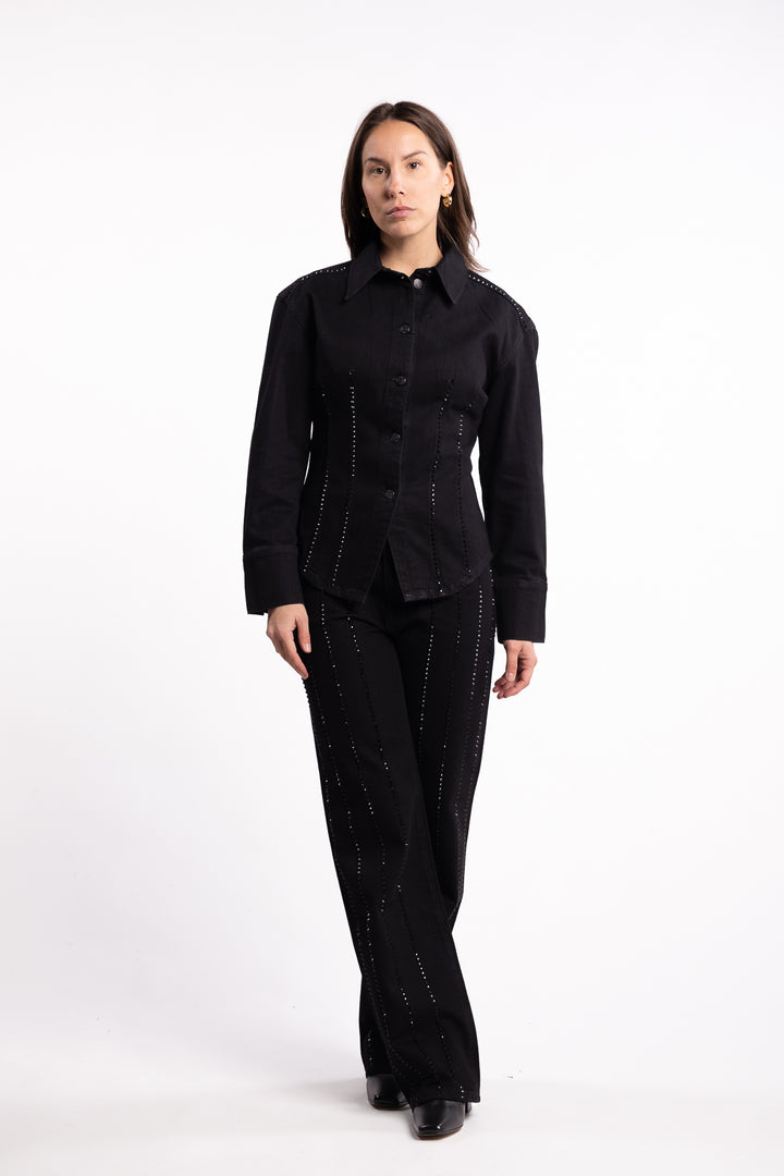 Eloise Embellished Shirt - Black