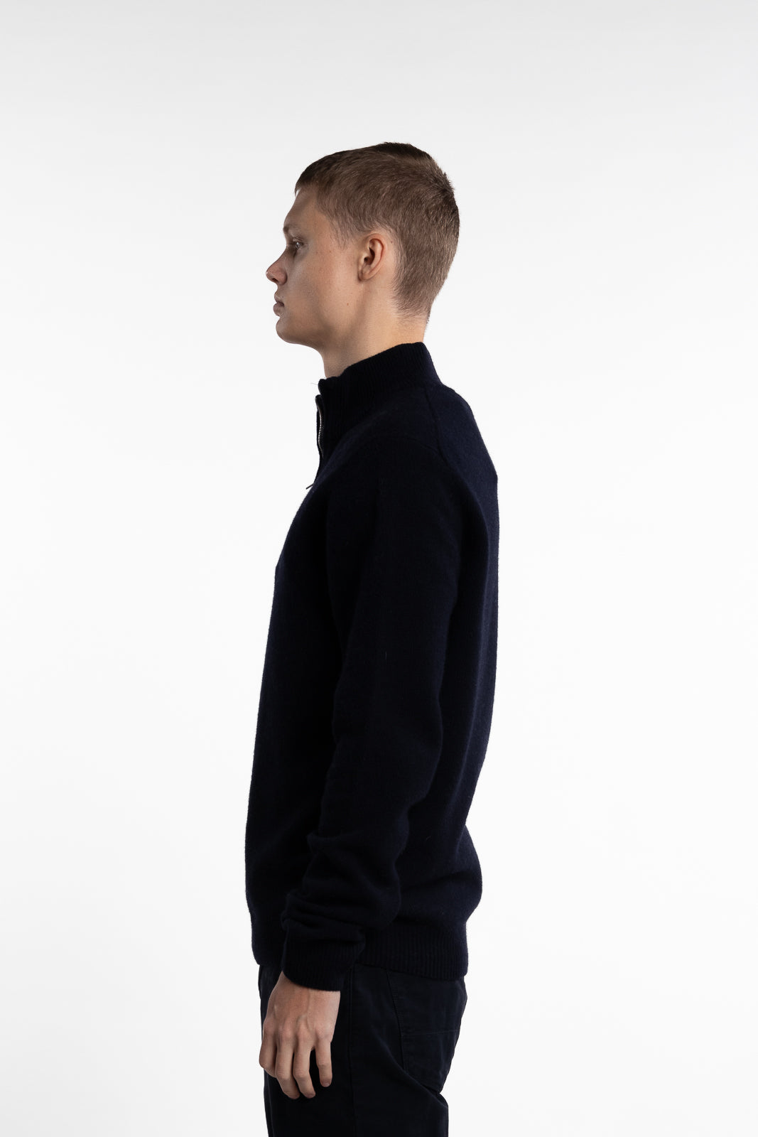 Karl Half-Zip Lambswool Knit Navy