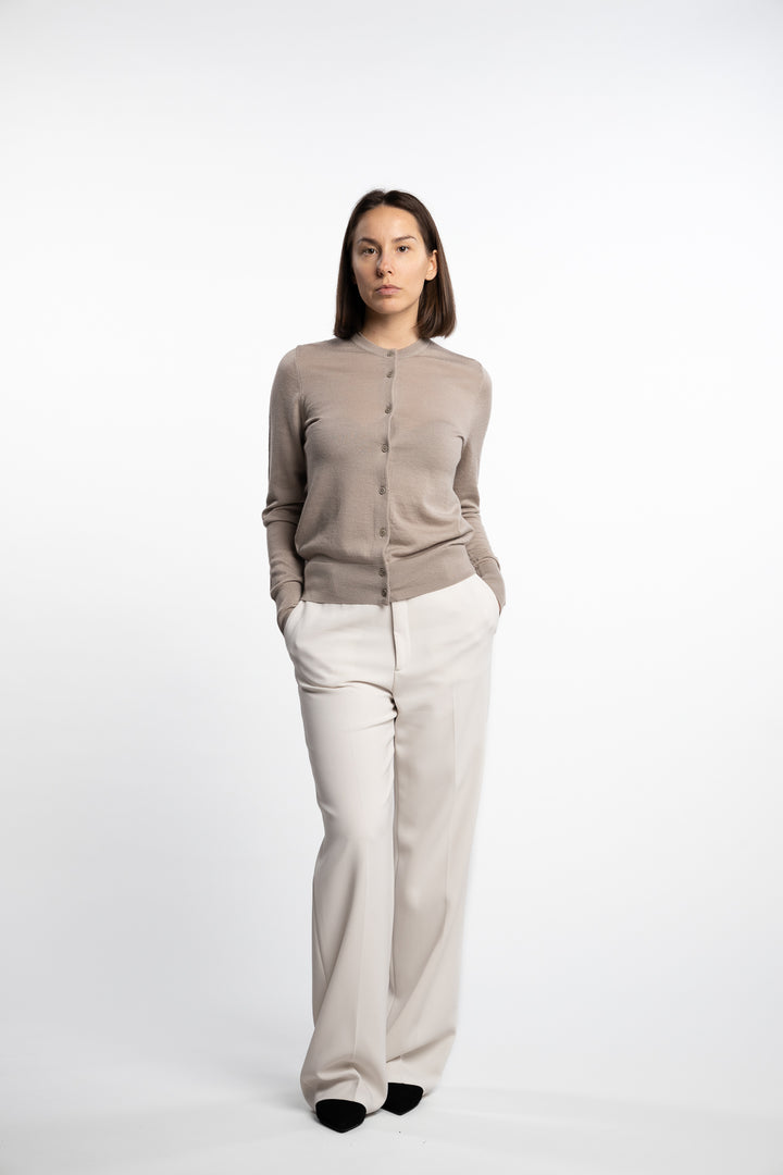 Merino Short Cardigan- Moss Grey