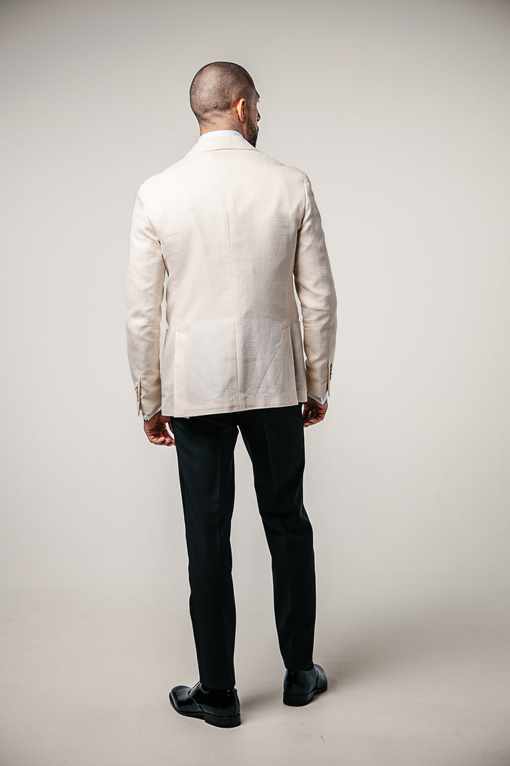Cotton/Linen Regular Fit Jacket Off White