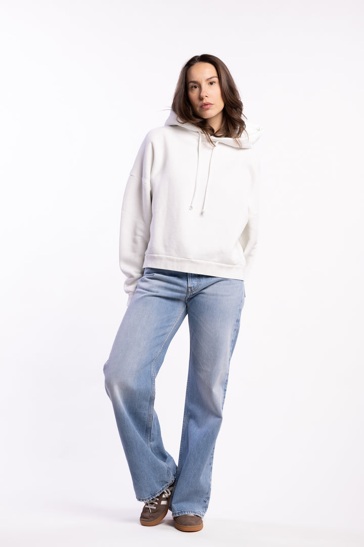 Logo Fleece Hoodie- Ice White