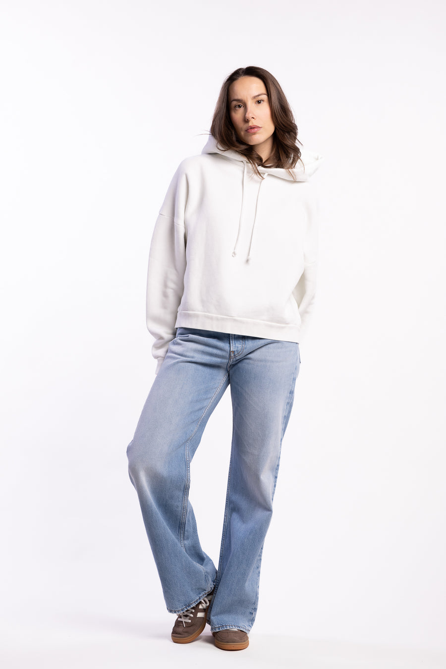 Logo Fleece Hoodie- Ice White