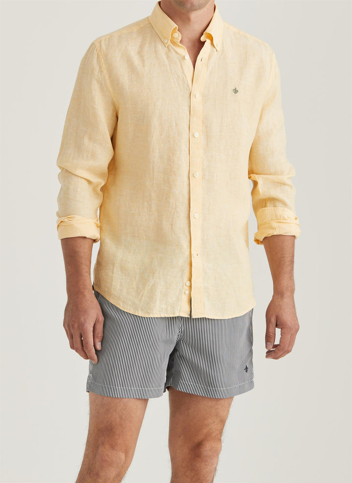 Douglas Linen Classic Fit Shirt Yellow