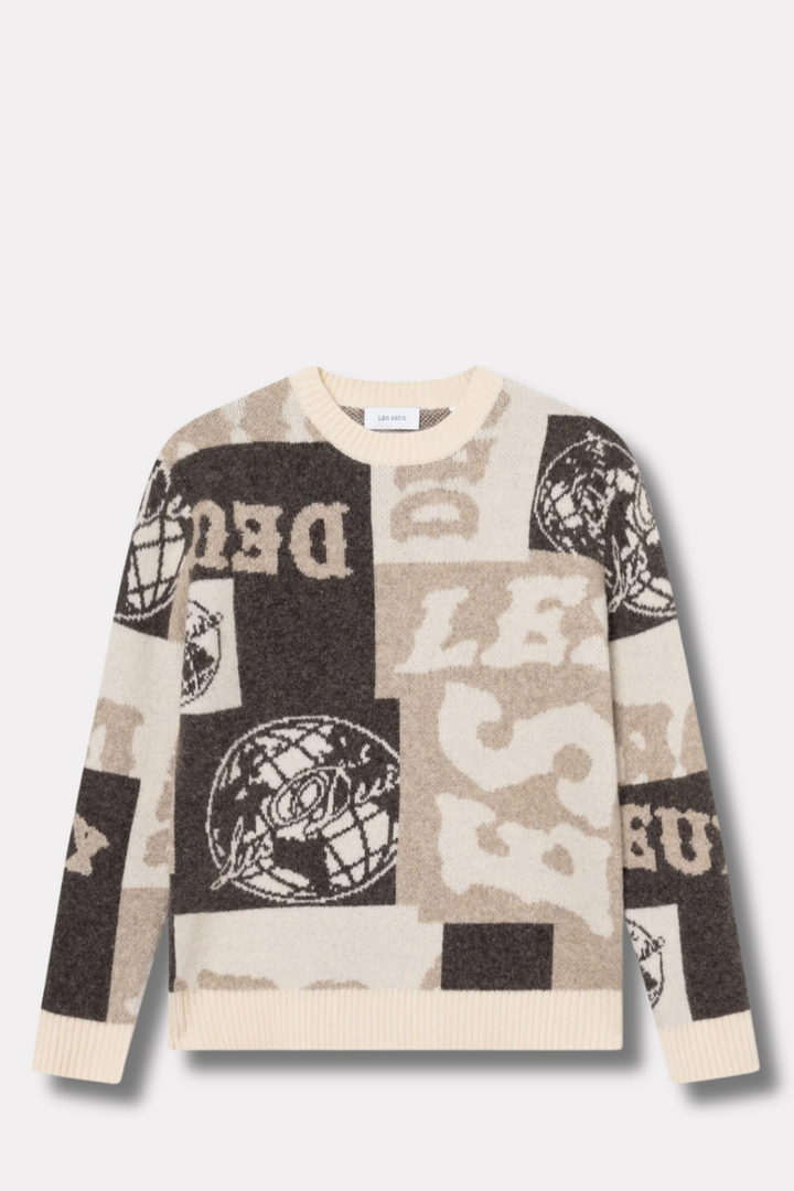 Globe Crewneck Knit Dark Sand