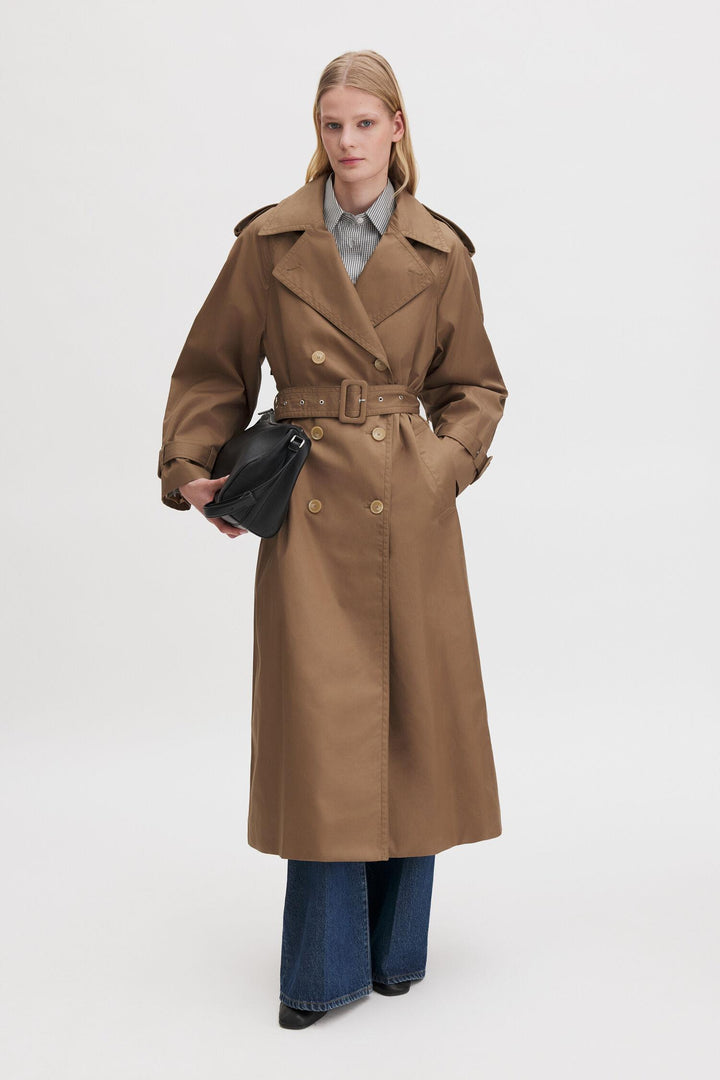 Cotton Trench Coat Taupe Beige