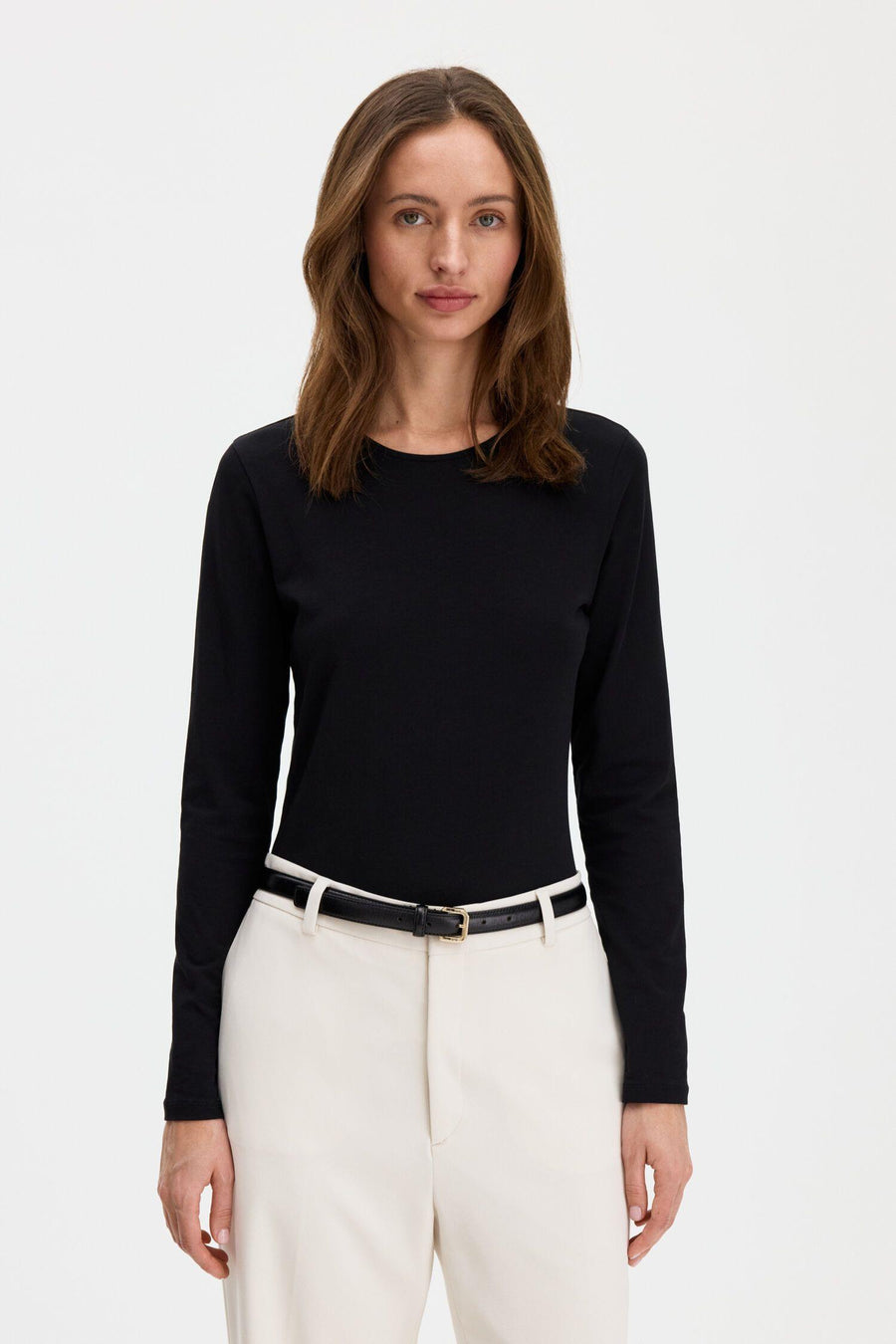 Cotton Stretch Long Sleeve- Black