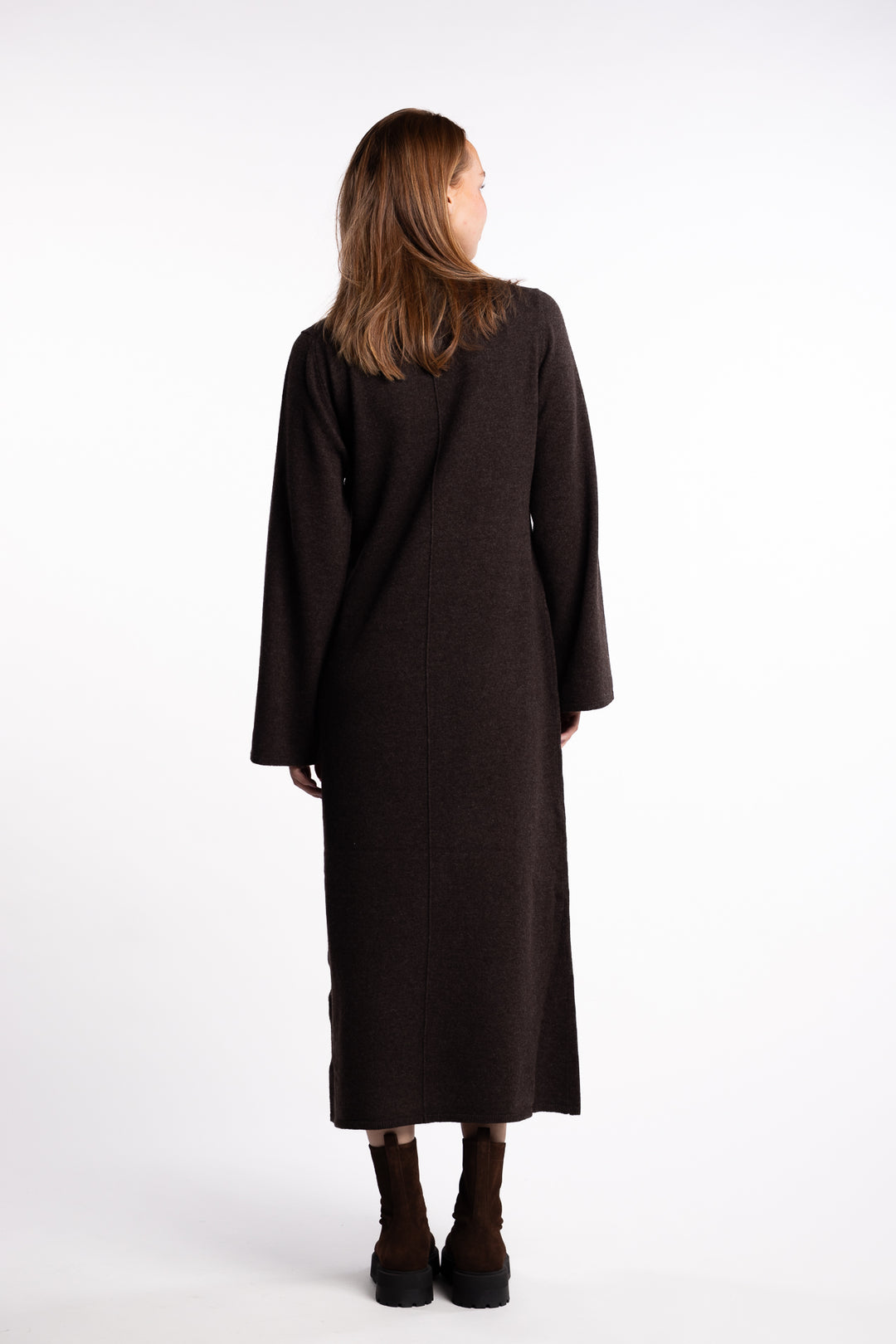 Turtleneck Touloun Maxi Dress- Coffee