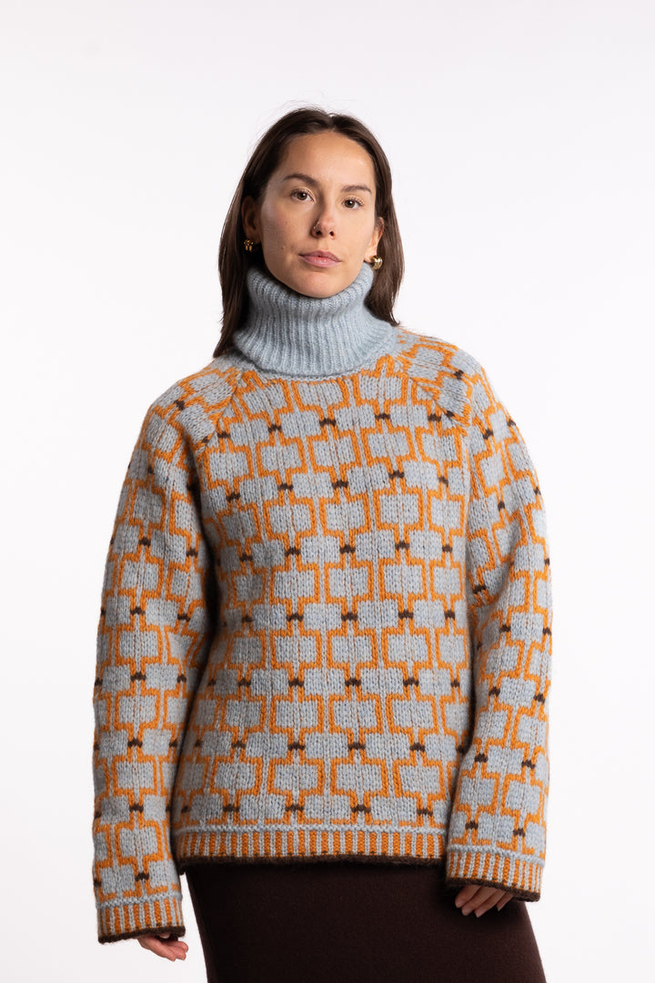 Norwegian Wool Turtleneck - Blue Mix