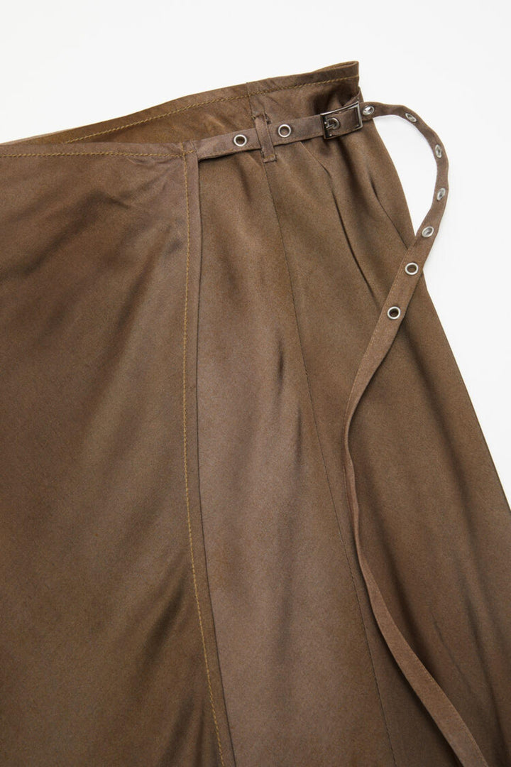 Satin Wrap Skirt- Golden Brown