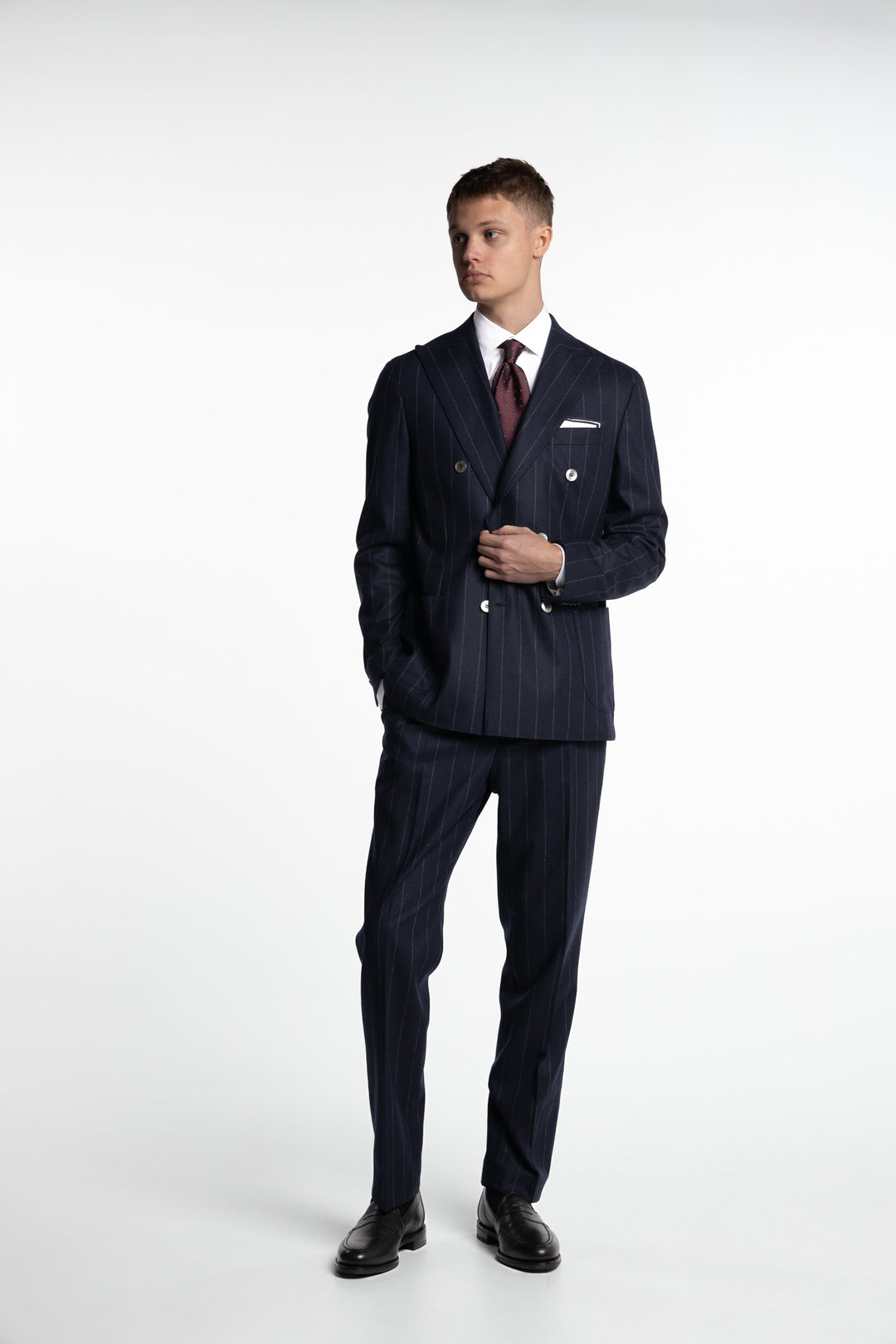 Prato Flannel Trousers Pinstripe Navy