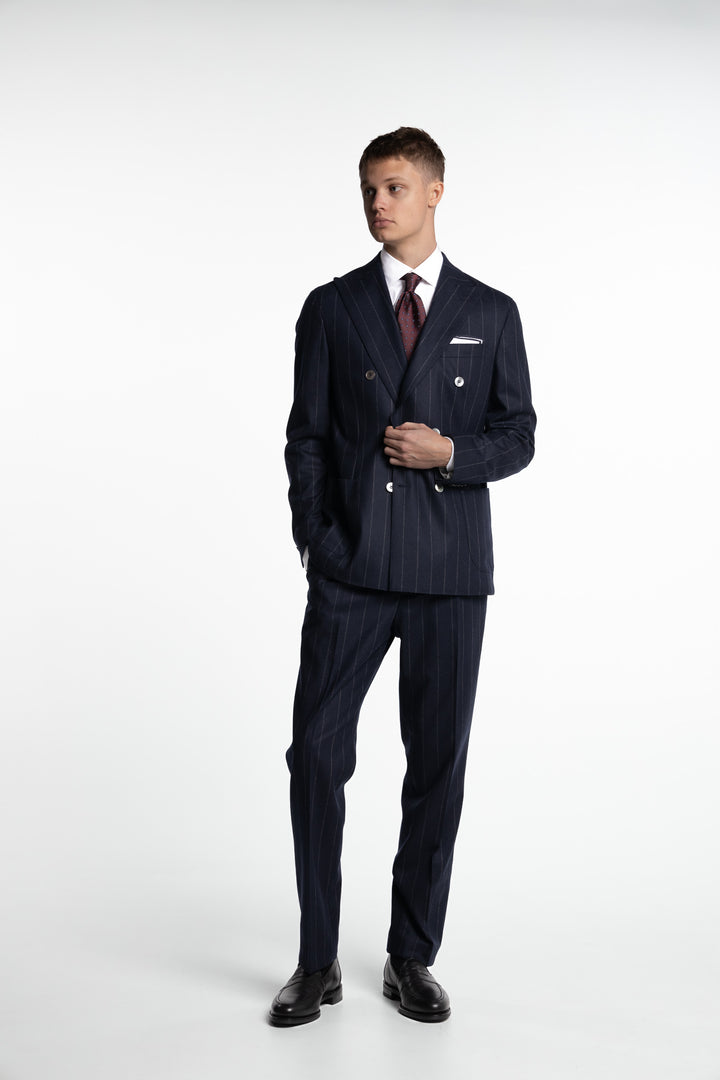 Prato Flannel Trousers Pinstripe Navy