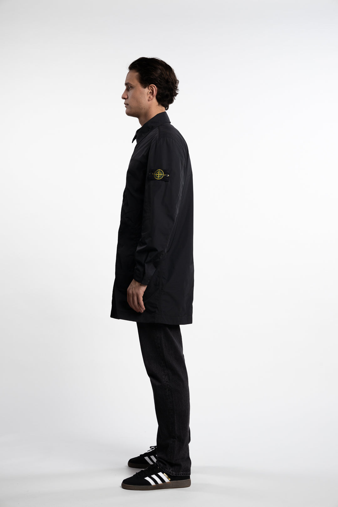 Micro Twill Long Coat Black