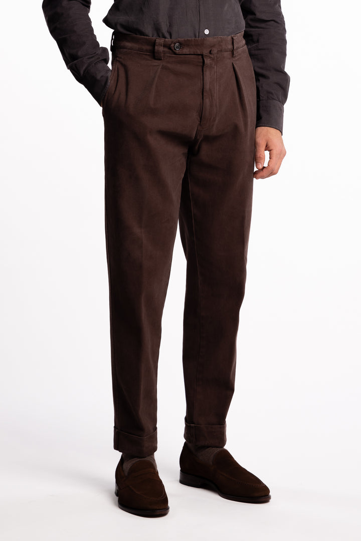 Chiaia Long Cotton Chinos Brown