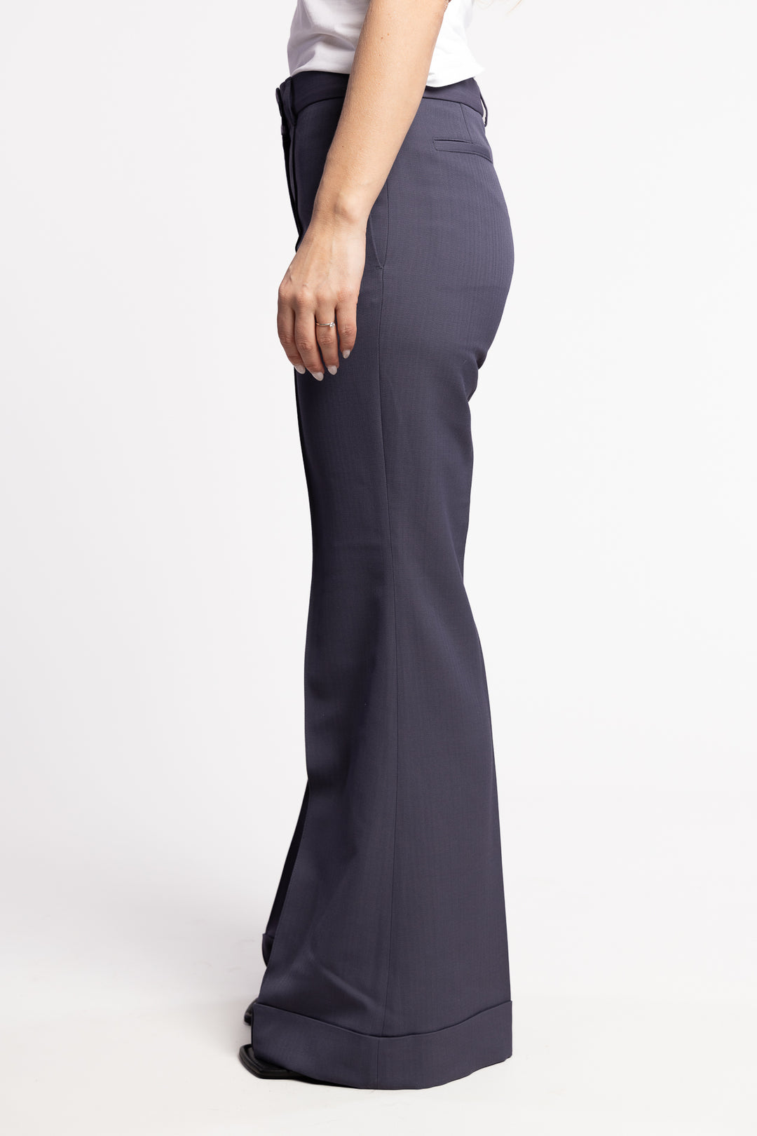 Tailored Flare Trousers- Mid Blue