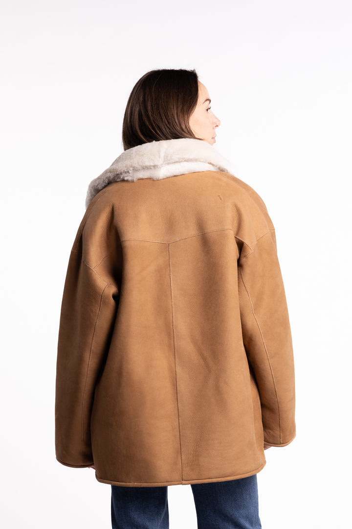 Melli Shearling Jacket- Camel Suede