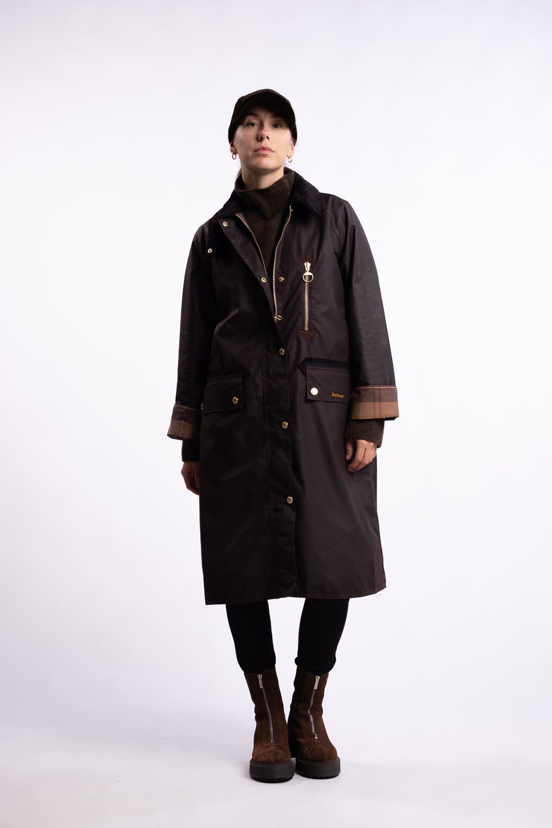 Long Evette Wax Jacket- Rustic