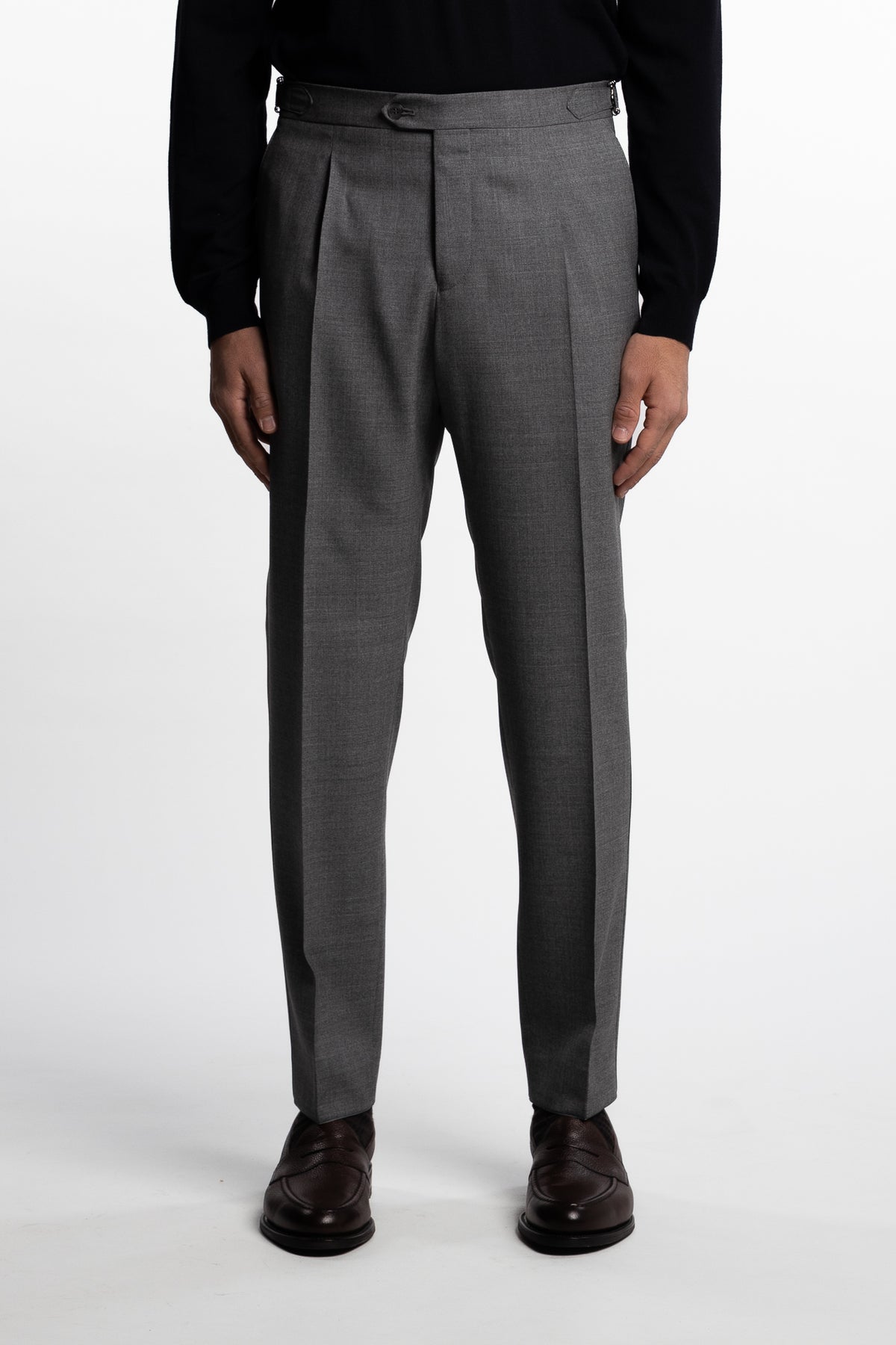 Prato Pleated Wool Trouser Grey Melange