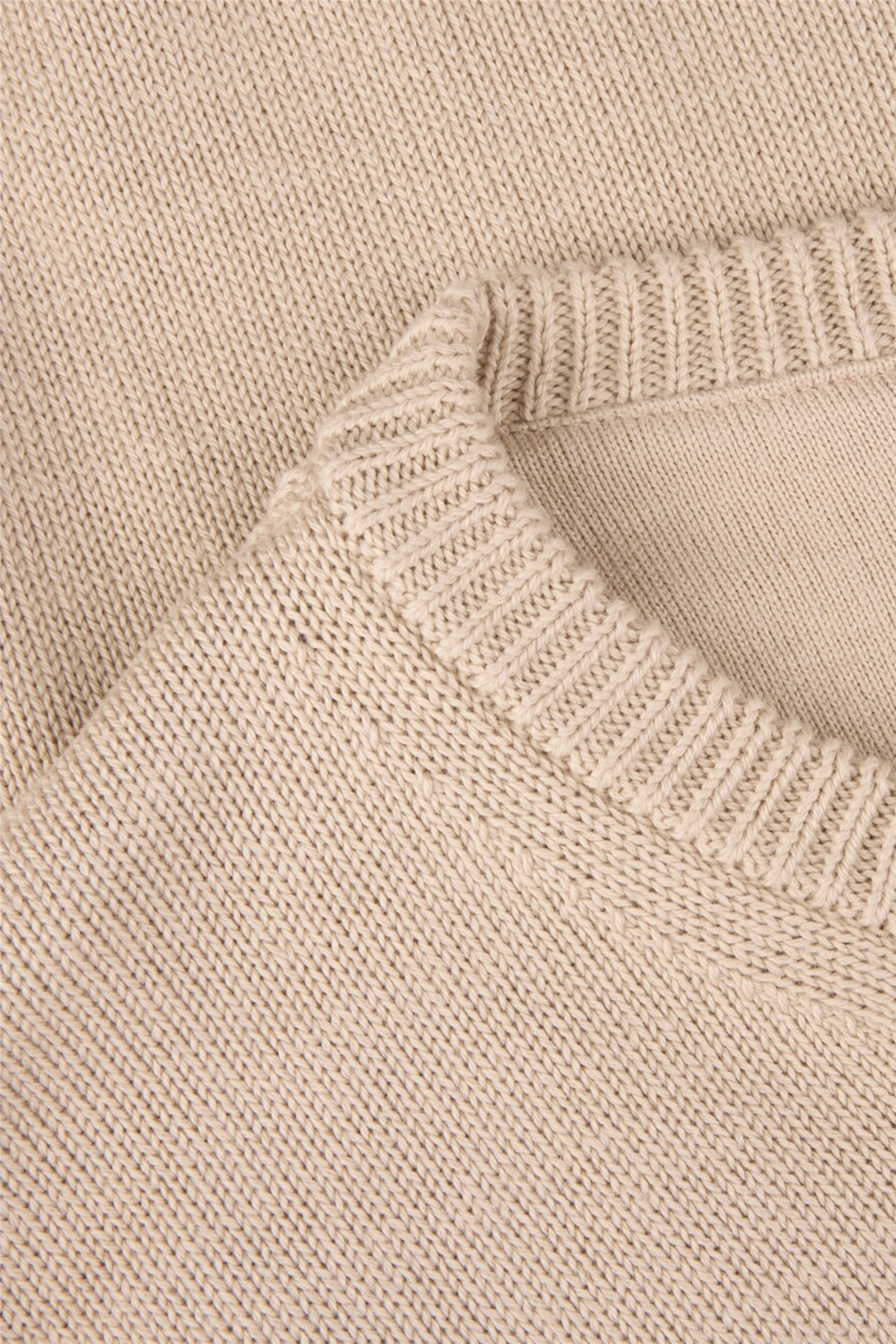 Sweater Knitted Crew Neck Organic Cotton Light Beige