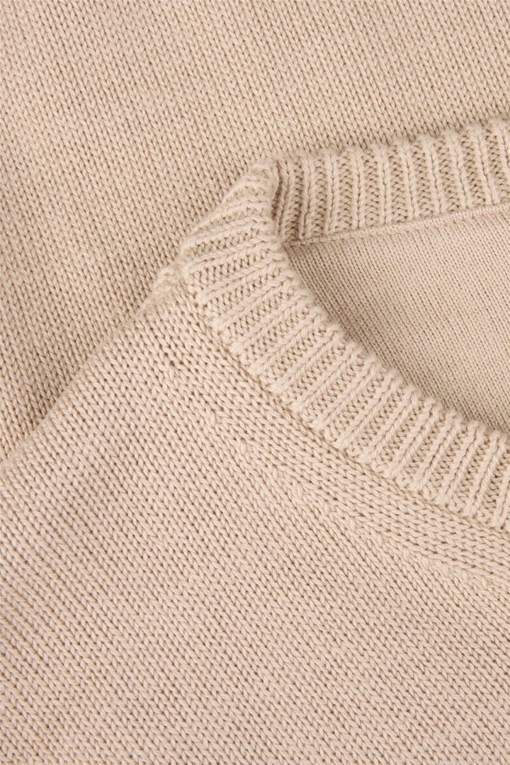 Sweater Knitted Crew Neck Organic Cotton Light Beige