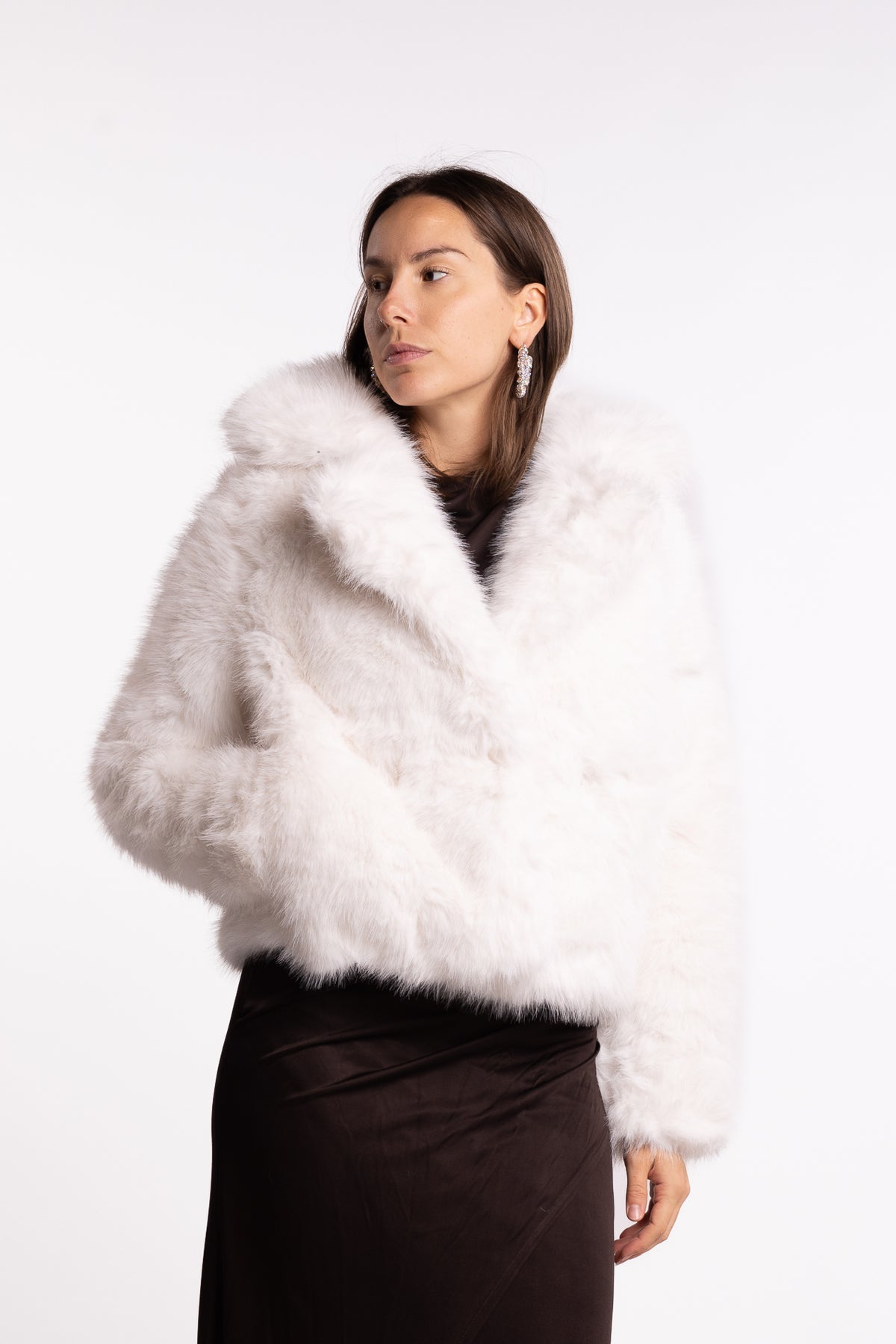 Sofia Fake Fur Jacket- White