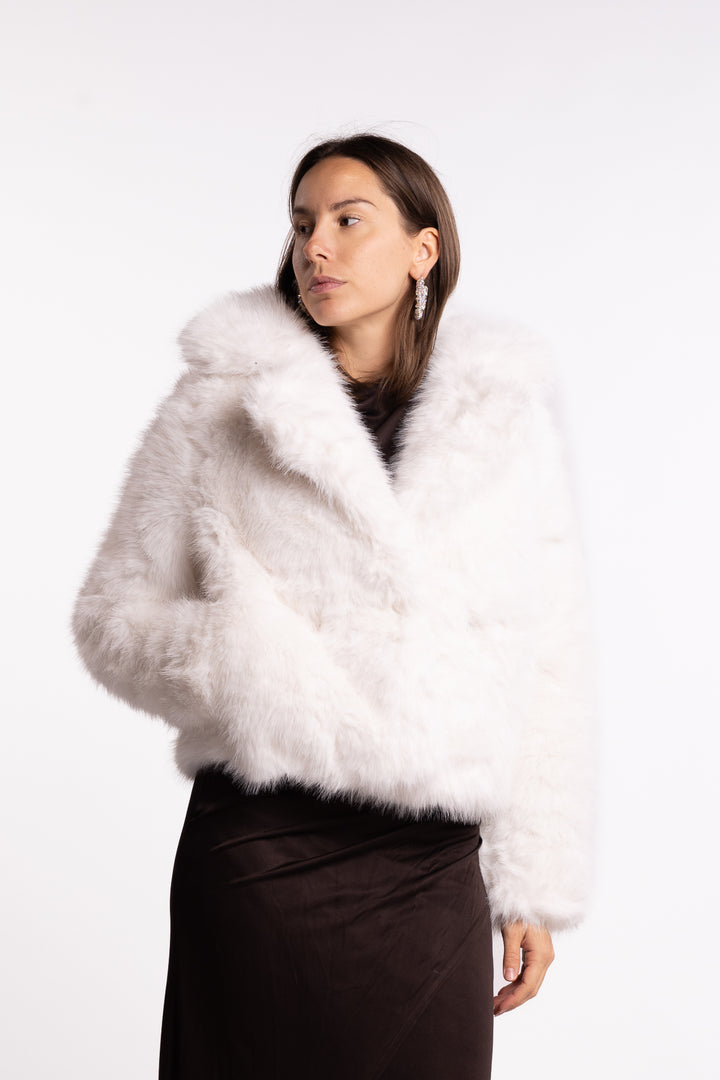 Sofia Fake Fur Jacket- White