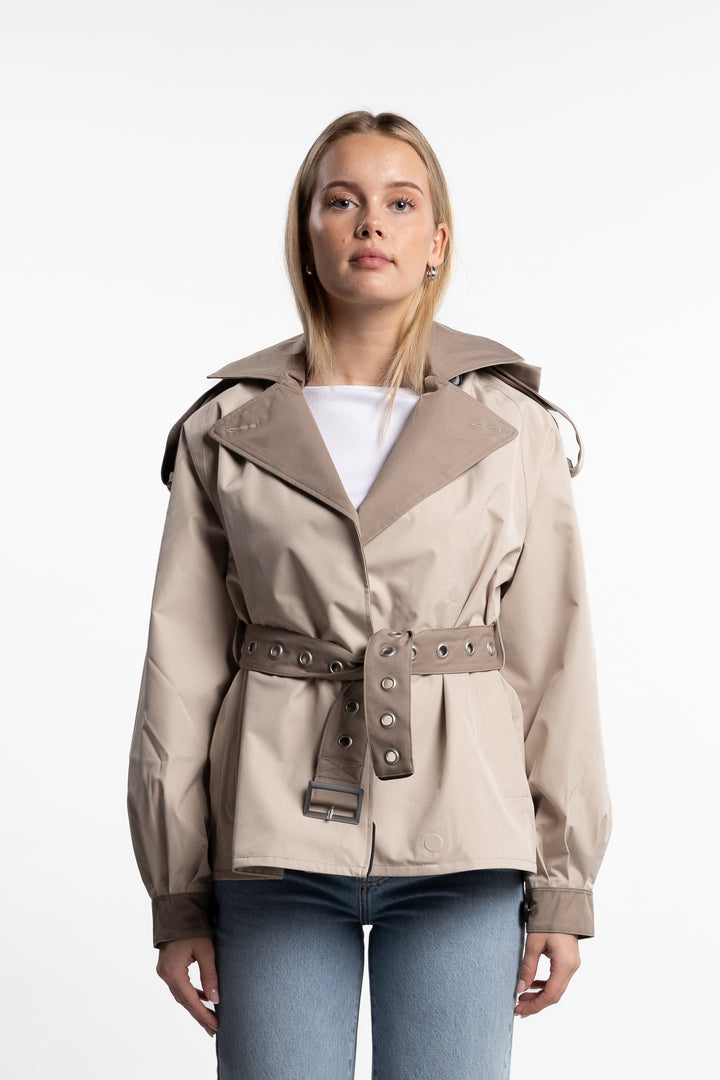 Duskregn Short Trench Coat- Sand