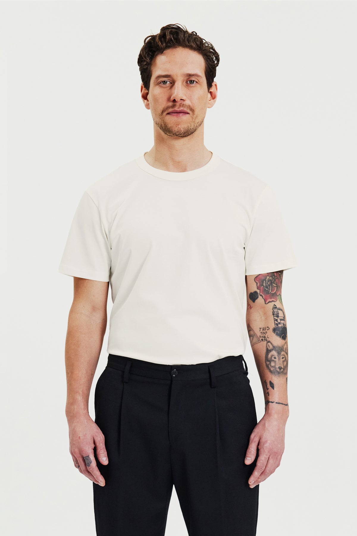Pima Cotton Crew Neck T-Shirt Ivory